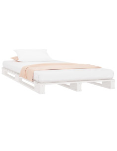 Letto a Pallet Bianco 90x190 cm Single Legno Massello di Pino 2