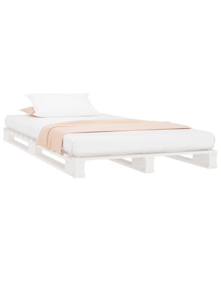 Letto a Pallet Bianco 90x190 cm Single Legno Massello di Pino
