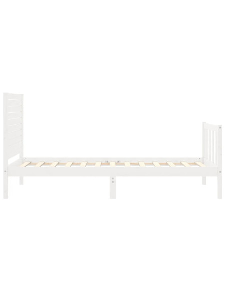 Giroletto con Testiera Bianco 90x200 cm in Legno Massello