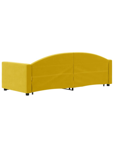 Divano Letto Estraibile con Cassetti Giallo 80x200cm in Velluto