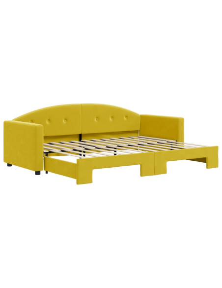 Divano Letto con Letto Estraibile Giallo 80x200 cm in Velluto