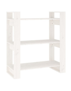 Libreria/Divisorio Bianco 80x35x91 cm in Legno Massello di Pino