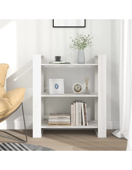 Libreria/Divisorio Bianco 80x35x91 cm in Legno Massello di Pino