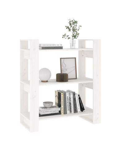 Libreria/Divisorio Bianco 80x35x91 cm in Legno Massello di Pino