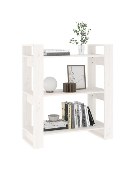 Libreria/Divisorio Bianco 80x35x91 cm in Legno Massello di Pino