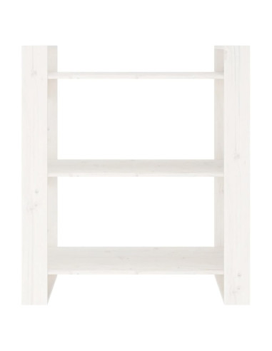 Libreria/Divisorio Bianco 80x35x91 cm in Legno Massello di Pino