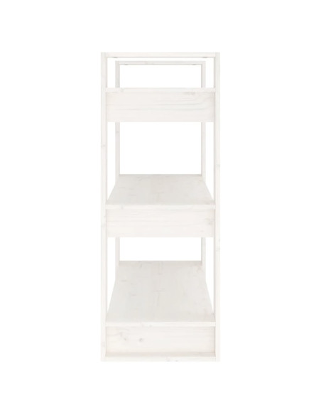 Libreria/Divisorio Bianco 80x35x91 cm in Legno Massello di Pino