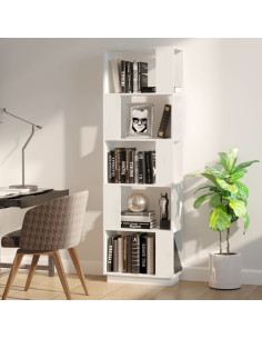 Libreria/Divisorio Bianco 51x25x163,5 cm Legno Massello di Pino 2