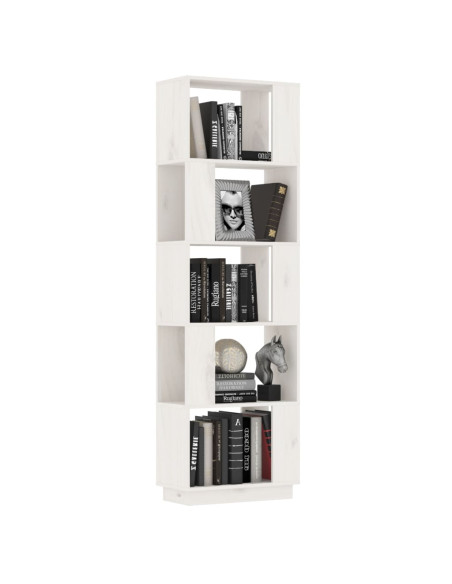 Libreria/Divisorio Bianco 51x25x163,5 cm Legno Massello di Pino