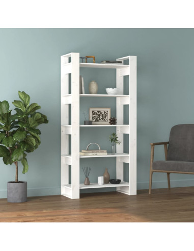 Libreria/Divisorio Bianco 80x35x160 cm Legno Massello
