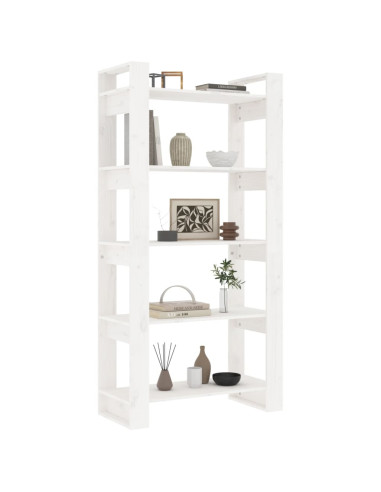 Libreria/Divisorio Bianco 80x35x160 cm Legno Massello