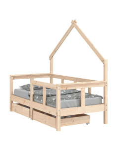 Giroletto Bambini con Cassetti 70x140 cm Legno Massello di Pino
