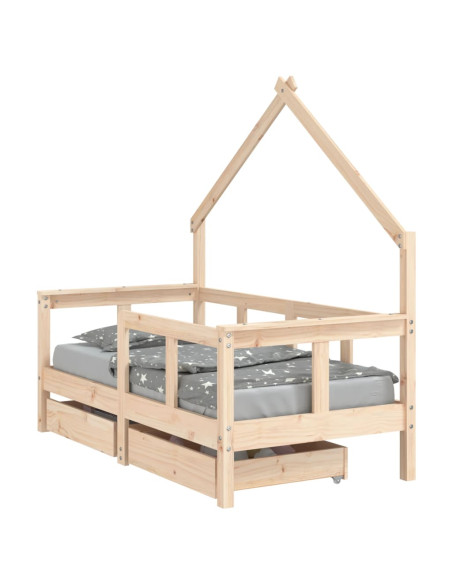 Giroletto Bambini con Cassetti 70x140 cm Legno Massello di Pino