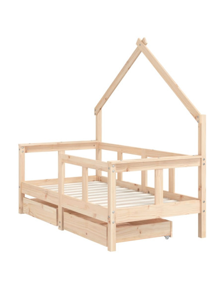 Giroletto Bambini con Cassetti 70x140 cm Legno Massello di Pino