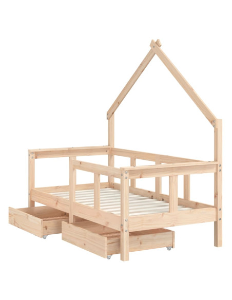 Giroletto Bambini con Cassetti 70x140 cm Legno Massello di Pino