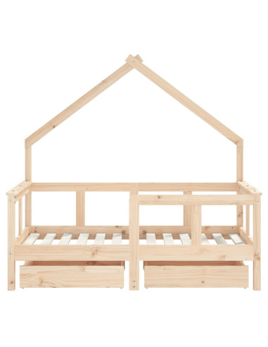 Giroletto Bambini con Cassetti 70x140 cm Legno Massello di Pino