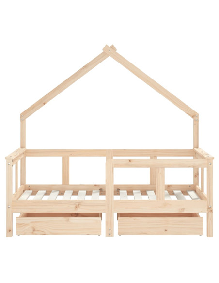 Giroletto Bambini con Cassetti 70x140 cm Legno Massello di Pino