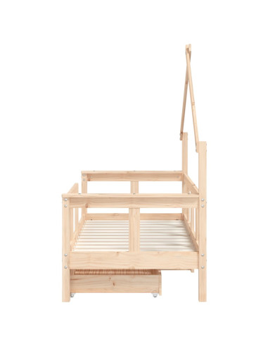 Giroletto Bambini con Cassetti 70x140 cm Legno Massello di Pino