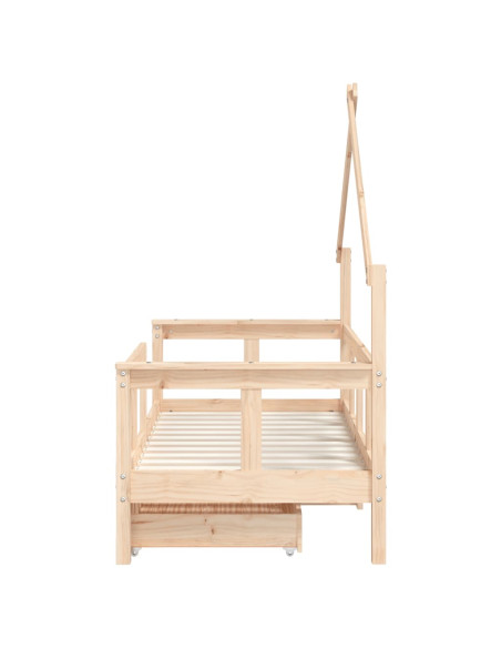 Giroletto Bambini con Cassetti 70x140 cm Legno Massello di Pino