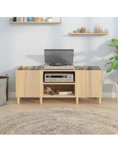 Mobile Porta Dischi Rovere Sonoma 121x38x48cm Legno Multistrato