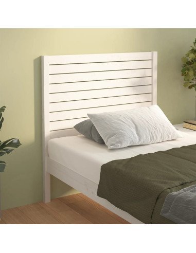 Testiera per Letto Bianca 96x4x100 cm in Legno Massello di Pino