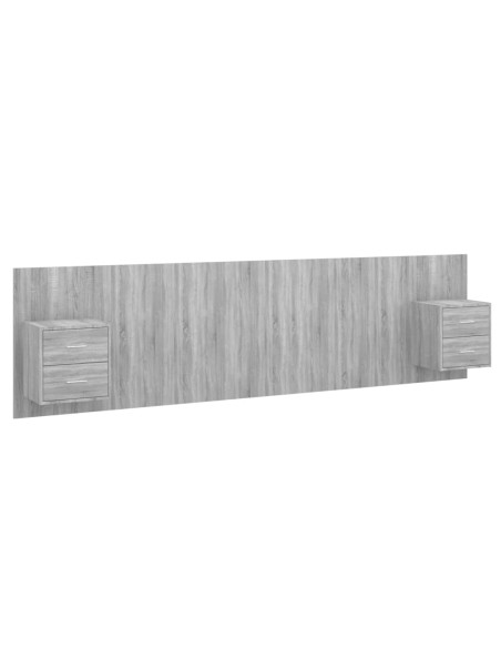 Testiera Letto con Armadietti Legno Multistrato Grigio Sonoma