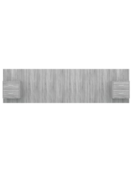 Testiera Letto con Armadietti Legno Multistrato Grigio Sonoma