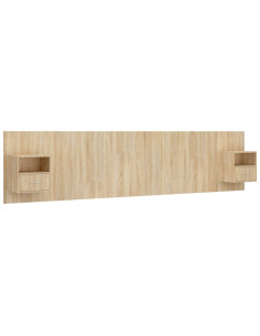 Testiera Letto con Comodini in Legno Multistrato Rovere Sonoma