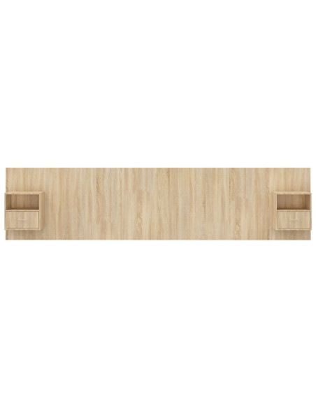 Testiera Letto con Comodini in Legno Multistrato Rovere Sonoma