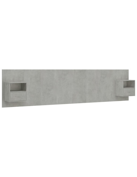 Testiera Letto con Comodini in Legno Multistrato Grigio Cemento