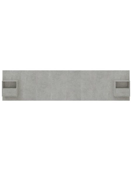 Testiera Letto con Comodini in Legno Multistrato Grigio Cemento