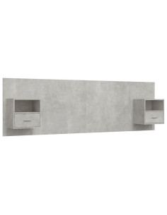 Testiera Letto con Comodini in Legno Multistrato Grigio Cemento