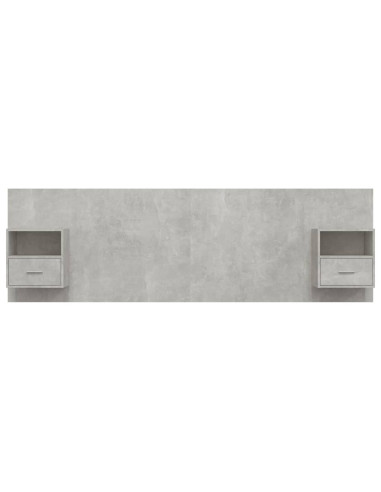 Testiera Letto con Comodini in Legno Multistrato Grigio Cemento