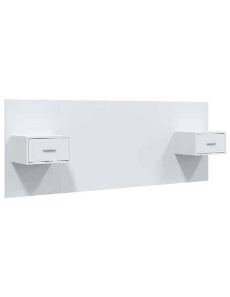 Testiera per Letto con Comodini in Legno Multistrato Bianco