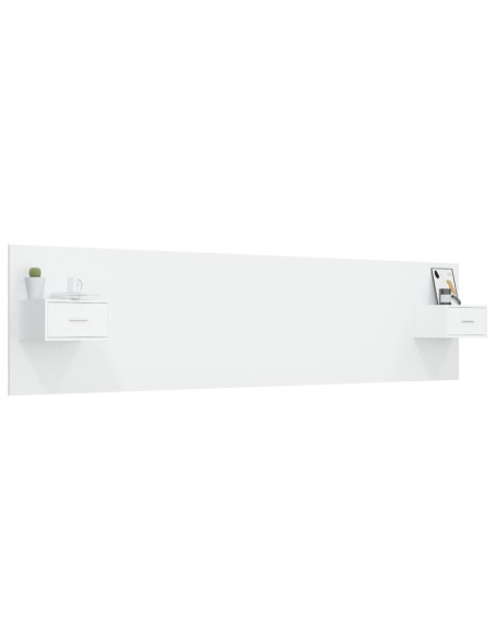 Testiera per Letto con Comodini in Legno Multistrato Bianco