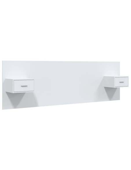 Testiera per Letto con Comodini in Legno Multistrato Bianco