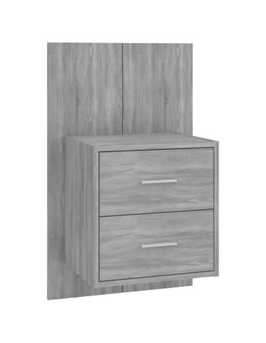 Testiera Letto con Comodini in Legno Multistrato Grigio Sonoma