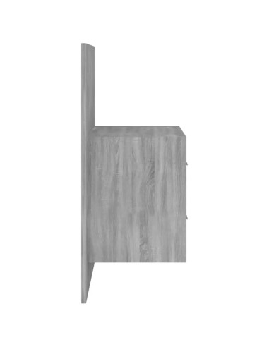 Testiera Letto con Comodini in Legno Multistrato Grigio Sonoma