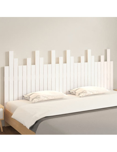 Testiera da Parete Bianca 185x3x80 cm in Legno Massello di Pino