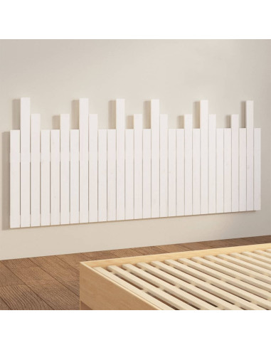 Testiera da Parete Bianca 185x3x80 cm in Legno Massello di Pino