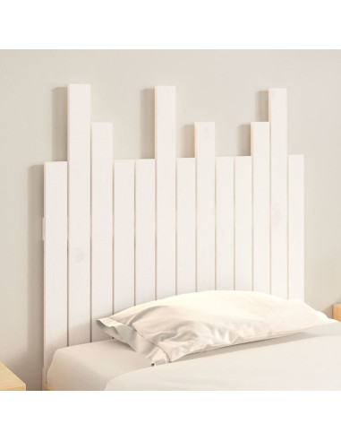 Testiera da Parete Bianca 82,5x3x80cm in Legno Massello di Pino