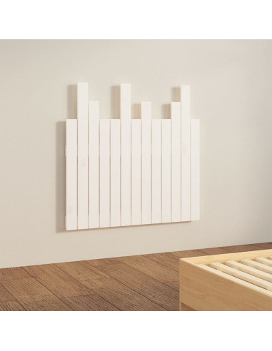 Testiera da Parete Bianca 82,5x3x80cm in Legno Massello di Pino