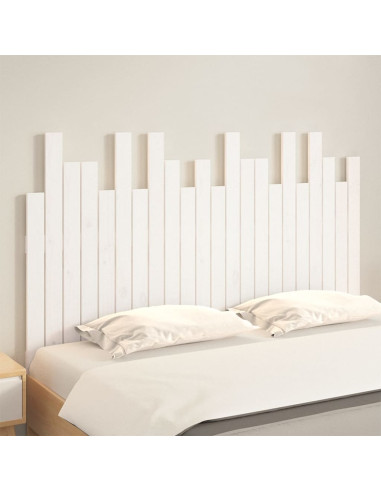 Testiera da Parete Bianca 140x3x80 cm in Legno Massello di Pino