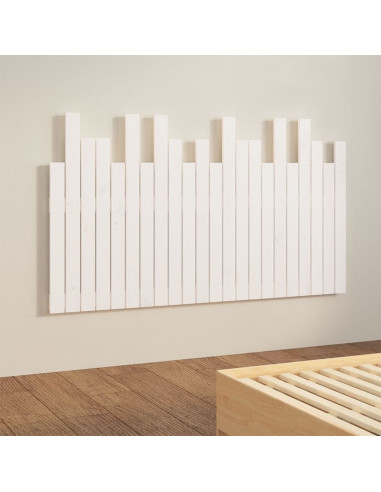 Testiera da Parete Bianca 140x3x80 cm in Legno Massello di Pino