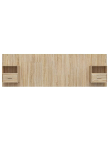 Testiera Letto con Comodini in Legno Multistrato Rovere Sonoma