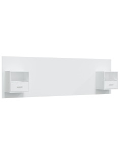 Testiera per Letto con Comodini in Legno Multistrato Bianco