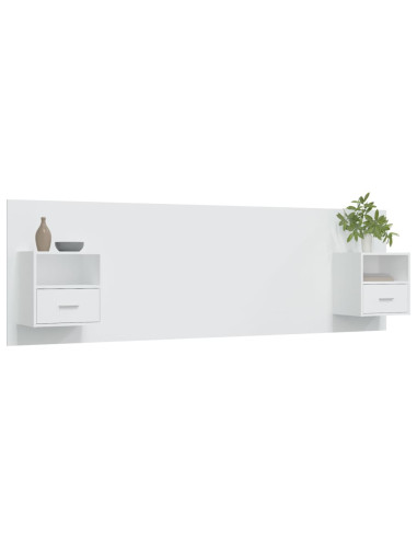 Testiera per Letto con Comodini in Legno Multistrato Bianco