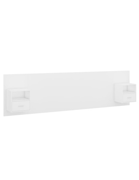 Testiera per Letto con Armadietti in Legno Multistrato Bianco