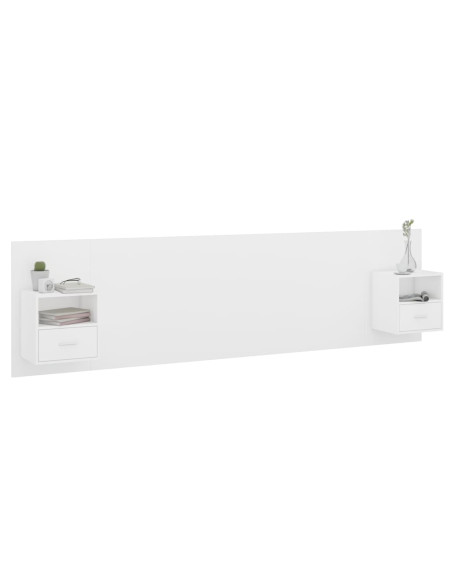 Testiera per Letto con Armadietti in Legno Multistrato Bianco