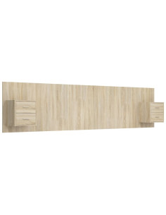 Testiera Letto con Comodini in Legno Multistrato Rovere Sonoma